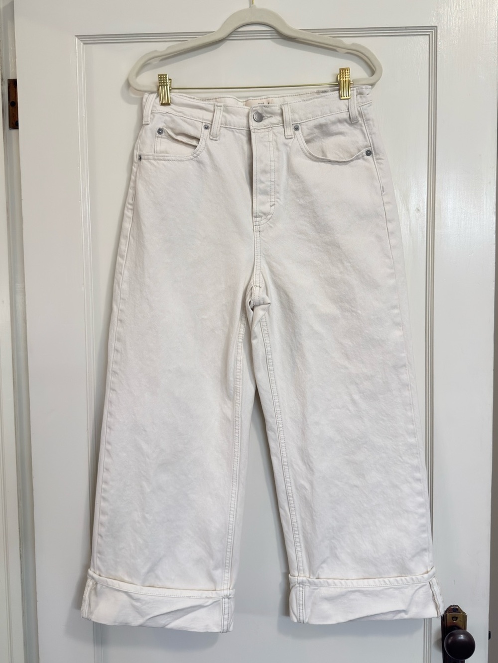 Universal Thread High-Rise White Cropped Wide-Leg Jeans for Women